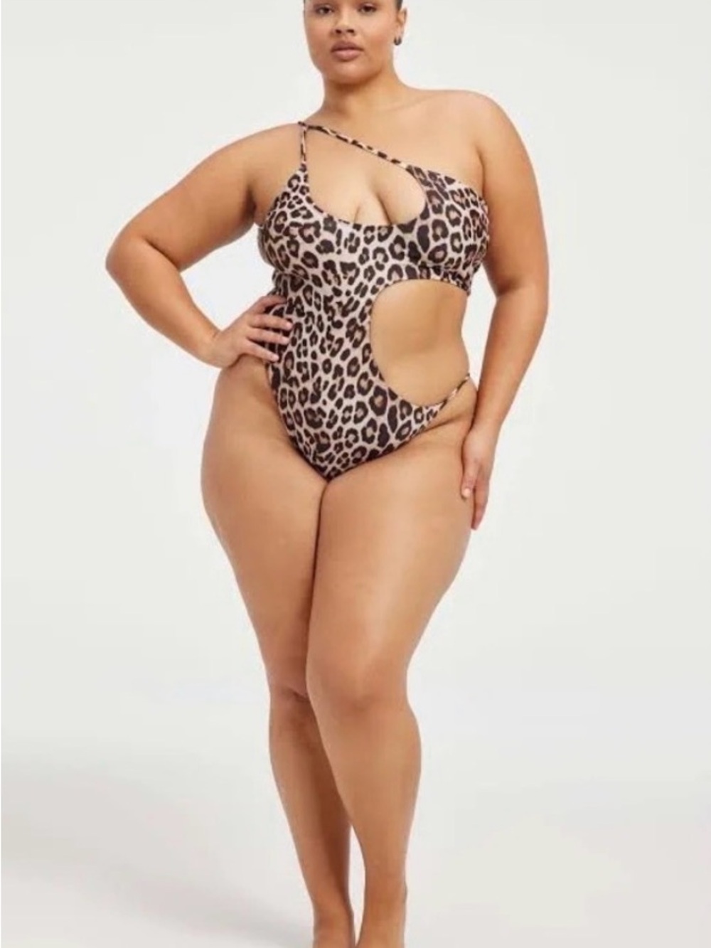 Good American Leopard Print Top in Tan and Black